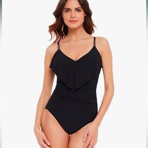 MagicSuit Solid Isabel Tummy Control Ruffle Front One Piece Swimsuit 190